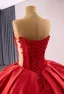 High-end Red Beading Rhinestone Lace Flower Wedding Dresses 2025 Ball Gown Strapless Sleeveless Backless Chapel Train
