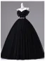 Vintage Negro Rhinestone Vestidos de gala 2026 Ball Gown Spaghetti Straps Manga Corta Sin Espalda Tul