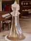 Charmant Zwei Töne Rosa Pailletten Ballkleider 2024 Meerjungfrau Off Shoulder Kurze Ärmel Rückenfreies Sweep / Pinsel Zug Ball Festliche Kleider