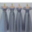 Chic / Beautiful Ocean Blue Glitter Spotted Bridesmaid Dresses 2023 A-Line / Princess Puffy Short Sleeve Backless Floor-Length / Long Bridesmaid