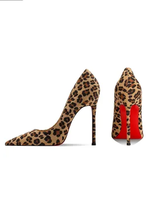 Sexy Brown Leopard Print Evening Party Pumps 2025 Leather 12 Cm Stiletto Heels Pointed Toe Pumps High Heels