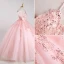 Lovely Blushing Pink Beading Sequins Prom Dresses 2023 Ball Gown Pearl Spaghetti Straps Sleeveless Backless Floor-Length / Long Prom Formal Dresses