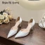 Elegante Weiß Satin Stickerei Brautschuhe 2024 Knöchelriemen Schleife 8 cm Stilettos Spitzschuh Hochzeit Sandaletten Hochhackige