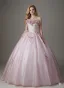 Chic / Beautiful Blushing Pink Appliques Lace Flower Bow Prom Dresses 2026 Ball Gown Strapless Sleeveless Backless Floor-Length / Long Prom Formal Dresses