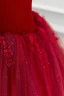 Schöne Einfarbig Rot Strass Pailletten Applikationen Ballkleider 2024 A Linie Rundhalsausschnitt Ärmellos Lange Festliche Kleider