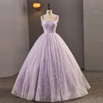 Glamour Étoile Bustier Corset Lavande Robe De Bal Tulle Bretelles Croisées Bretelles Spaghetti Sans Manches Quinceañera Robe Boule Longue Robe De Cérémonie 2023