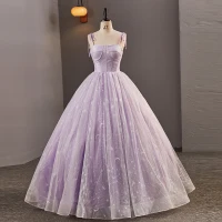 Atractivo Estrella Sin Tirantes Corsé Espliego Vestidos de gala Tul Correas Cruzadas Spaghetti Straps Sin Mangas Quinceañera Ball Gown Largos Vestidos Formales 2023