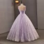 Glamorous Star Strapless Corset Lavender Prom Dresses Tulle Crossed Straps Spaghetti Straps Sleeveless Quinceañera Ball Gown Floor-Length / Long Formal Dresses 2023