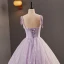Glamorous Star Strapless Corset Lavender Prom Dresses Tulle Crossed Straps Spaghetti Straps Sleeveless Quinceañera Ball Gown Floor-Length / Long Formal Dresses 2023