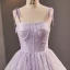 Glamorous Star Strapless Corset Lavender Prom Dresses Tulle Crossed Straps Spaghetti Straps Sleeveless Quinceañera Ball Gown Floor-Length / Long Formal Dresses 2023