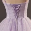Glamorous Star Strapless Corset Lavender Prom Dresses Tulle Crossed Straps Spaghetti Straps Sleeveless Quinceañera Ball Gown Floor-Length / Long Formal Dresses 2023