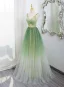Fashion Sage Green Sequins Appliques Prom Dresses 2025 A-Line / Princess Spaghetti Straps Sleeveless Backless Floor-Length / Long Prom Formal Dresses
