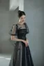 Chic / Beautiful Black Glitter Appliques Prom Dresses 2024 A-Line / Princess Scoop Neck Short Sleeve Backless Floor-Length / Long Prom Formal Dresses