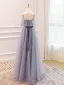 Charmant Gris Tachetée Robe De Bal 2024 Princesse Bretelles Spaghetti Sans Manches Dos Nu Noeud Ceinture Longue Robe De Ceremonie