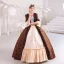 Medieval Vintage / Retro Brown Ball Gown Prom Dresses 2024 1/2 Sleeves Crossed Straps Floor-Length / Long Square Neckline Pageant Prom Formal Dresses
