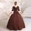 Medieval Vintage / Retro Brown Ball Gown Prom Dresses 2024 1/2 Sleeves Crossed Straps Floor-Length / Long Square Neckline Pageant Prom Formal Dresses
