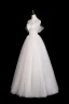 Elegant White Lace Flower Wedding Dresses 2026 A-Line / Princess Off-The-Shoulder Bow Sleeveless Backless Floor-Length / Long