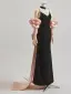 Mode Sexy Noire Dos Nu Noeud Robe De Soirée 2025 Trompette / Sirène Bretelles Spaghetti Volants Manches Courtes Train De Balayage Robe De Ceremonie