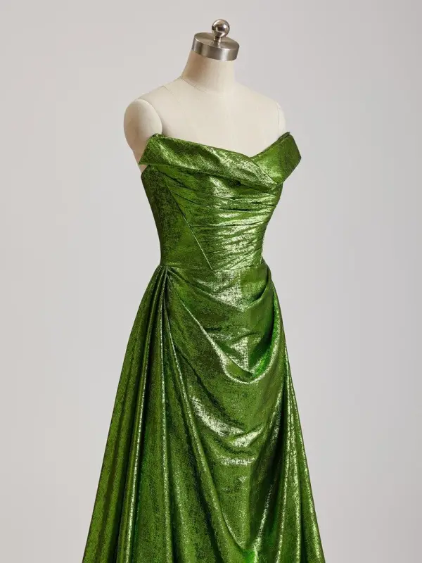 Sexy Grün Pailletten Abendkleider 2025 A Linie Bandeau Ärmellos Rückenfreies Sweep / Pinsel Zug Festliche Kleider