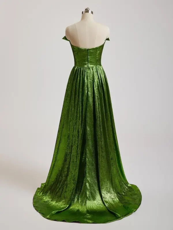 Sexy Grün Pailletten Abendkleider 2025 A Linie Bandeau Ärmellos Rückenfreies Sweep / Pinsel Zug Festliche Kleider