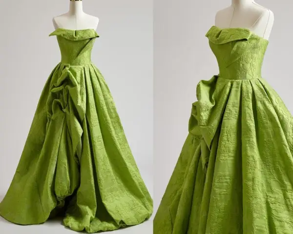 Chic / Beautiful Sage Green Ruffle Prom Dresses 2025 Ball Gown Strapless Sleeveless Backless Floor-Length / Long Formal Dresses