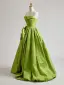 Chic / Beautiful Sage Green Ruffle Prom Dresses 2025 Ball Gown Strapless Sleeveless Backless Floor-Length / Long Formal Dresses