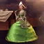 Vintage / Retro Medieval Cosplay Lime Green Prom Dresses 2024 3/4 Sleeve Crossed Straps Square Neckline Floor-Length / Long Satin Ball Gown Formal Dresses