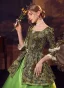 Vintage / Retro Medieval Cosplay Lime Green Prom Dresses 2024 3/4 Sleeve Crossed Straps Square Neckline Floor-Length / Long Satin Ball Gown Formal Dresses