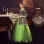 Vintage / Retro Medieval Cosplay Lime Green Prom Dresses 2024 3/4 Sleeve Crossed Straps Square Neckline Floor-Length / Long Satin Ball Gown Formal Dresses