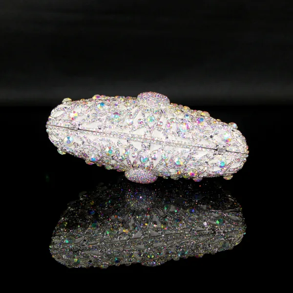 Sparkly Bling Bling Silver Clutch Bags Beading Rhinestone Handmade Leather Wedding Cocktail Party Evening Party Accessories 2019