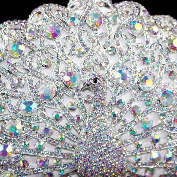 Sparkly Bling Bling Silver Clutch Bags Beading Rhinestone Handmade Leather Wedding Cocktail Party Evening Party Accessories 2019