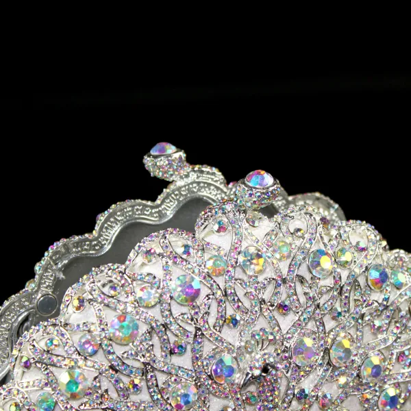 Sparkly Bling Bling Silver Clutch Bags Beading Rhinestone Handmade Leather Wedding Cocktail Party Evening Party Accessories 2019