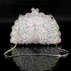 Sparkly Bling Bling Silver Clutch Bags Beading Rhinestone Handmade  Leather Wedding Cocktail Party Evening Party Accessories 2019