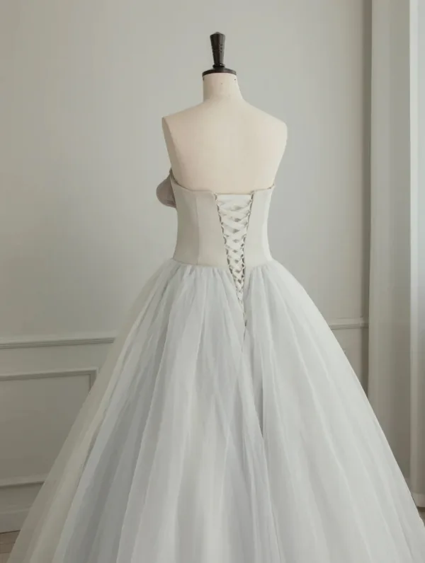 Elegant White Bow Prom Dresses 2024 Ball Gown Strapless Sleeveless Backless Floor-Length / Long Formal Dresses