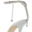 Charmant Silber Leder Strass Brautschuhe 2022 8 cm Stilettos Knöchelriemen Spitzschuh Hochzeit Sandaletten Hochhackige