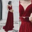 Charming Burgundy Suede Evening Dresses 2022 A-Line / Princess Spaghetti Straps Sleeveless Backless Floor-Length / Long Evening Party Formal Dresses