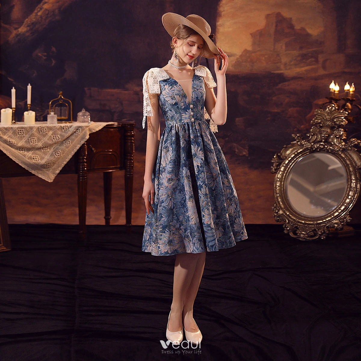 Robe vintage bleu roi sale