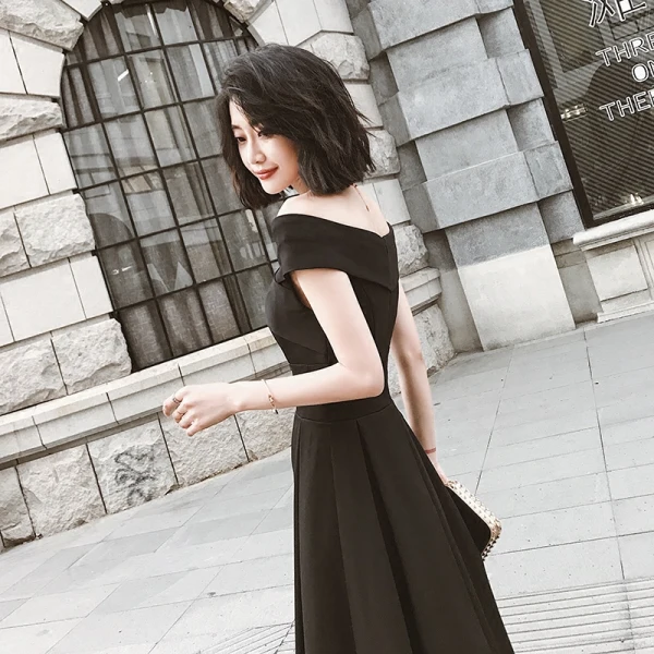 Chic / Belle Noire Robe De Bal 2022 Princesse De l'épaule Manches Courtes Dos Nu Longue Promo Robe De Cérémonie