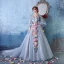 2015 Bunte Blumen-fee Eine Online-schulter V-ausschnitt Handgefertigten Blumen Organza Ballkleid