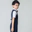 Navy Blue 4-piece Short Sleeve Boys Wedding Suits 2022 Pants Shirt Tie Vest Wedding