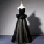 Elegant Black Ruffle Prom Dresses 2022 A-Line / Princess Spaghetti Straps Sleeveless Backless Floor-Length / Long Prom Formal Dresses