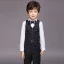 Black 4-piece Long Sleeve Boys Wedding Suits 2022 Pants Shirt Tie Vest Wedding