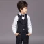 Black 4-piece Long Sleeve Boys Wedding Suits 2022 Pants Shirt Tie Vest Wedding