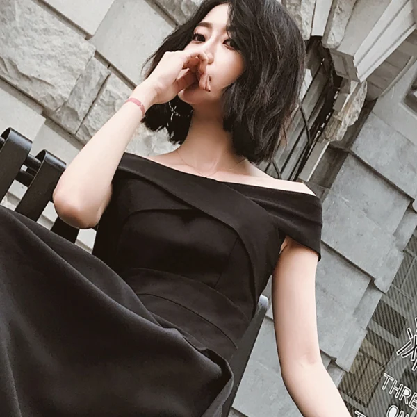 Chic / Belle Noire Robe De Bal 2022 Princesse De l'épaule Manches Courtes Dos Nu Longue Promo Robe De Cérémonie