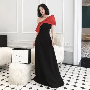 Chic Belle Noire Robe De Bal 2022 Princesse Bustier Noeud Sans Manches Dos Nu Longue Promo Robe De Cérémonie