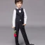 Black 4-piece Long Sleeve Boys Wedding Suits 2022 Pants Shirt Tie Vest Wedding