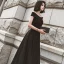 Chic / Belle Noire Robe De Bal 2022 Princesse De l'épaule Manches Courtes Dos Nu Longue Promo Robe De Cérémonie