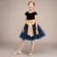 Chic / Belle Bleu Marine Anniversaire Courte Robe Ceremonie Fille 2022 Robe Boule Encolure Dégagée Noeud Ceinture Sans Manches Robe Ceremonie Fille