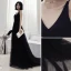 Charming Black Evening Dresses 2022 A-Line / Princess V-Neck Sleeveless Backless Floor-Length / Long Evening Party Formal Dresses