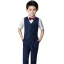 Navy Blue 4-piece Short Sleeve Boys Wedding Suits 2022 Pants Shirt Tie Vest Wedding